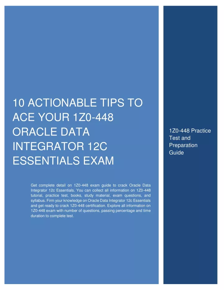 10 actionable tips to ace your 1z0 448 oracle