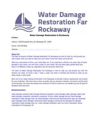 Water Damage Restoration in Rockaway
