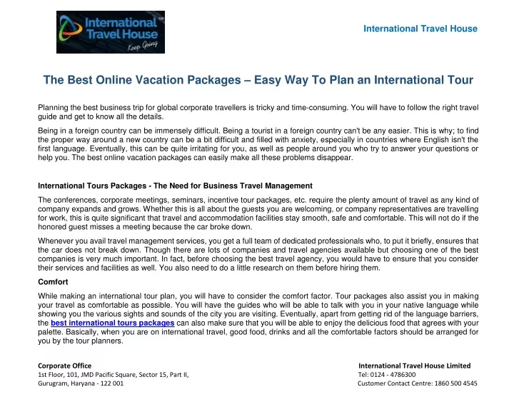 international travel house