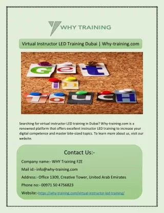 Virtual Instructor LED Training Dubai | Why-training.com