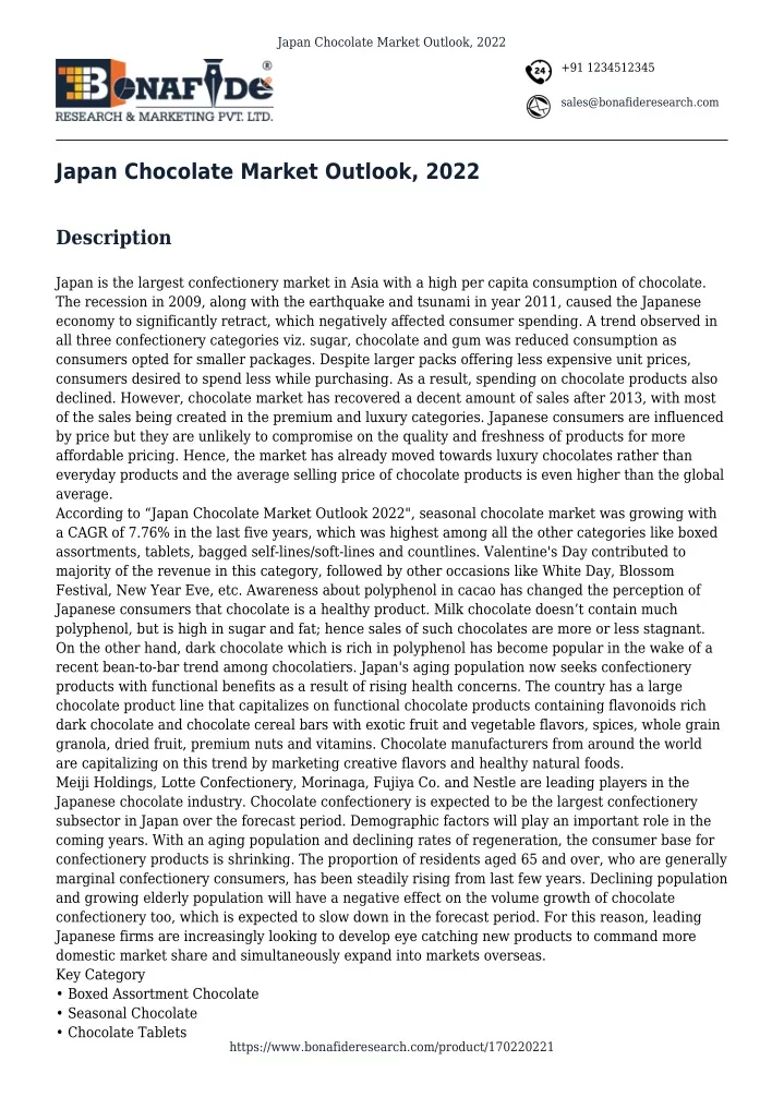 japan chocolate market outlook 2022