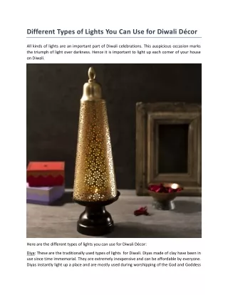 different types of lights you can use for diwali