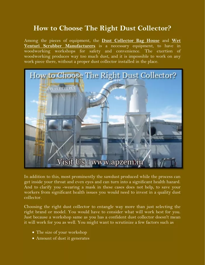 how to choose the right dust collector