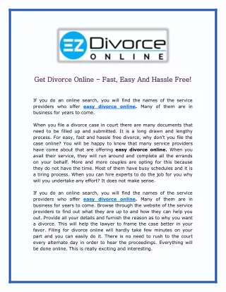 Get Divorce Online - Fast, Easy And Hassle Free!