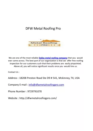 Metal Roofing Services in Mckinney - DFWMetalRoofingPro