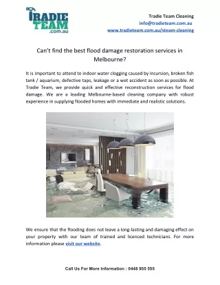 Can’t find the best flood damage restoration services in Melbourne?