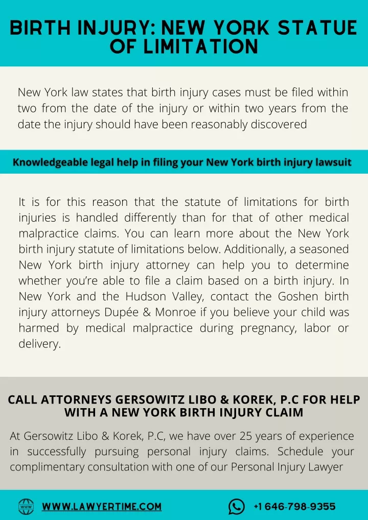 birth injury new york statue of limitation