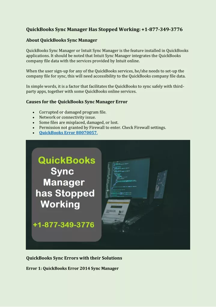 quickbooks sync manager has stopped working