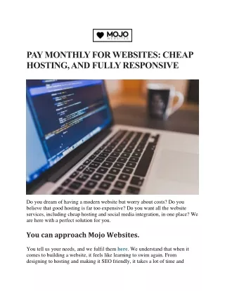 PAY MONTHLY FOR WEBSITES: CHEAP HOSTING, AND FULLY RESPONSIVE