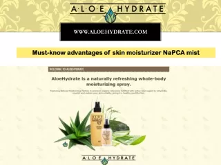 Must-know advantages of Skin moisturizer NaPCA mist