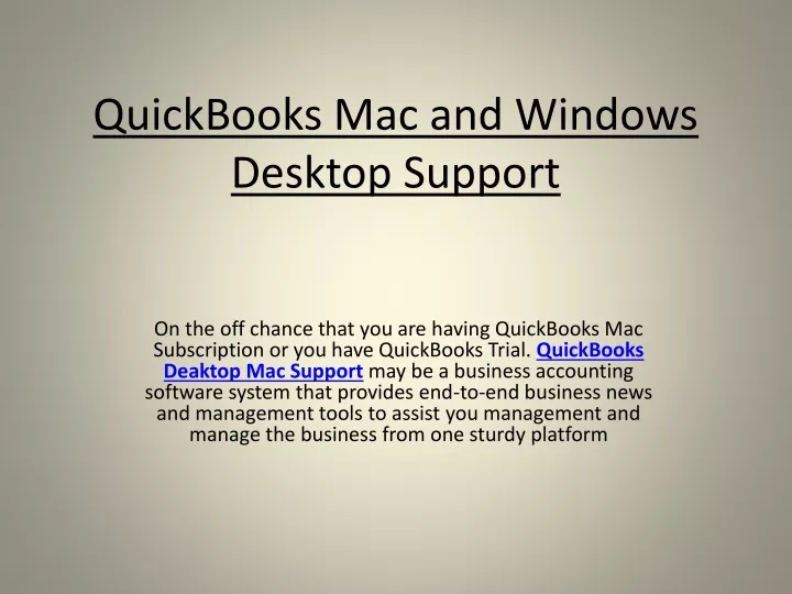 quickbooks mac and windows desktop support