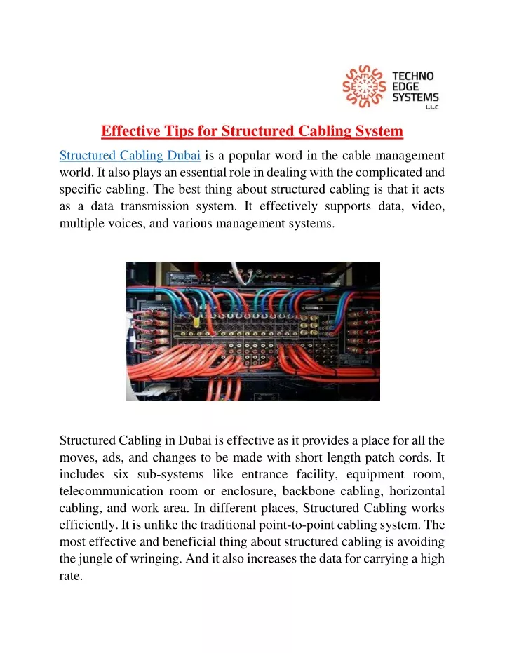 effective tips for structured cabling system