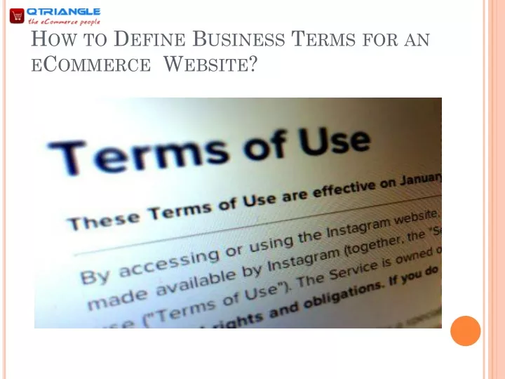 how to define business terms for an ecommerce website