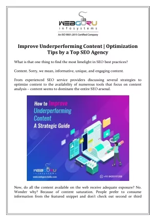 improve underperforming content optimization tips
