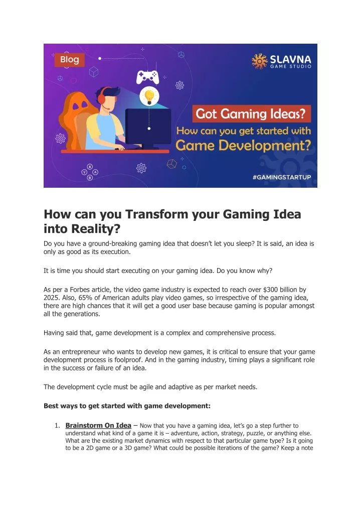 blog how can you transform your gaming idea into