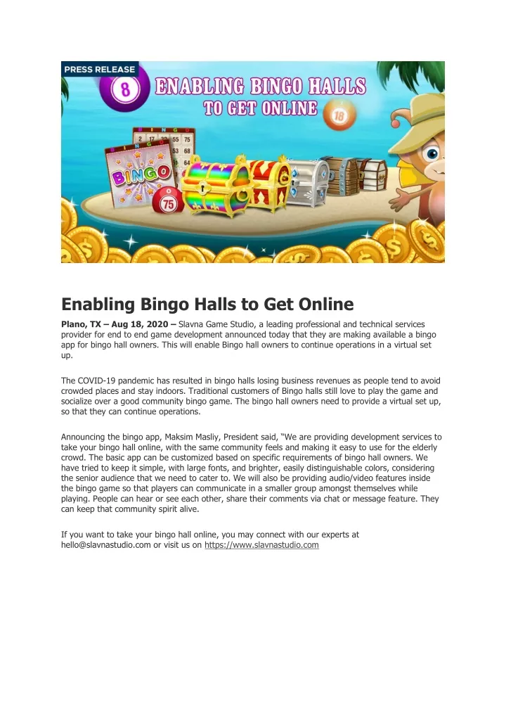 enabling bingo halls to get online