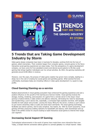 5 Trends that are Taking Game Development Industry by Storm-converted