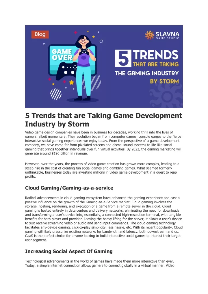 5 trends that are taking game development