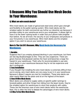 5 reasons why you should use mesh decks in your