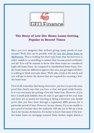 The Story of Low Doc Home Loans Getting Popular in Recent Times