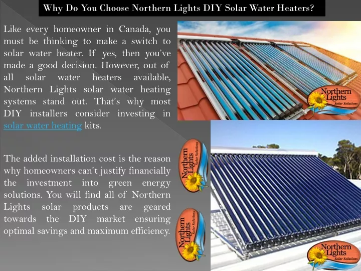 why do you choose northern lights diy solar water