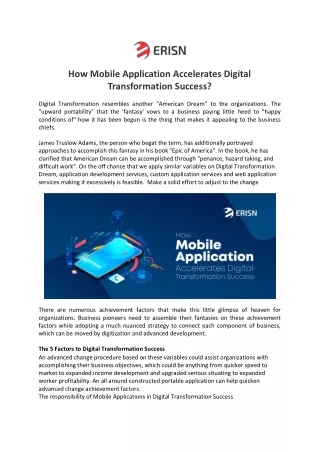 How Mobile Application Accelerates Digital Transformation Success?