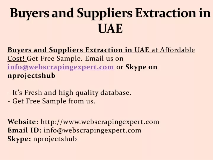 buyers and suppliers extraction in uae