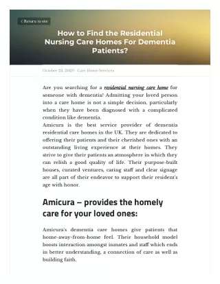 How to find the residential nursing care homes for dementia patients?