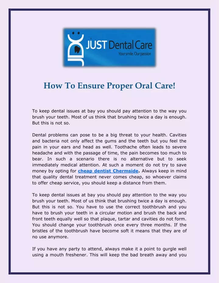 how to ensure proper oral care