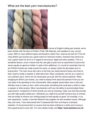 What are the best yarn manufacturers?