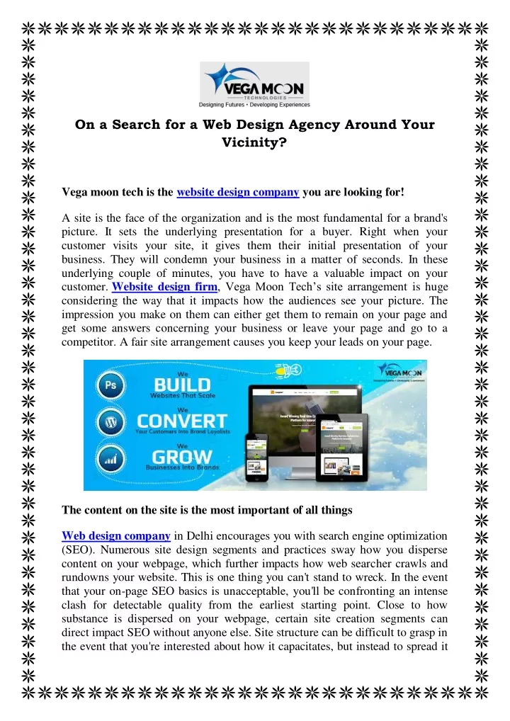 on a search for a web design agency around your