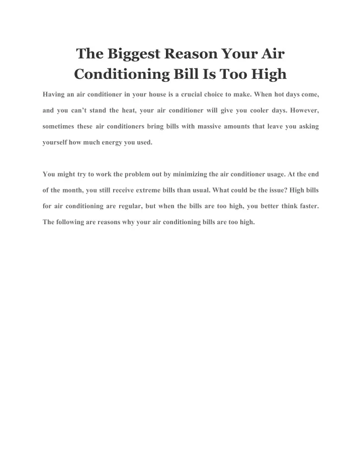 the biggest reason your air conditioning bill