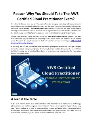 Reason Why You Should Take The AWS Certified Cloud Practitioner Exam?