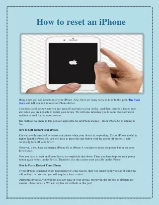 how to reset an iphone