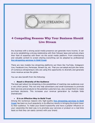 4 Compelling Reasons Why Your Business Should Live Stream