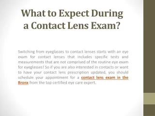 What to Expect During a Contact Lens Exam?
