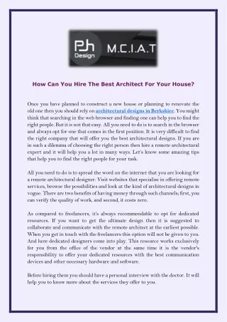 how can you hire the best architect for your house