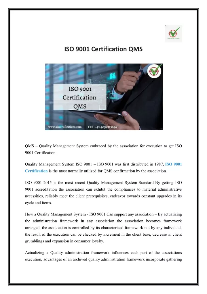 iso 9001 certification qms