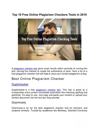 Top 10 Free Online Plagiarism Checkers Tools in 2019