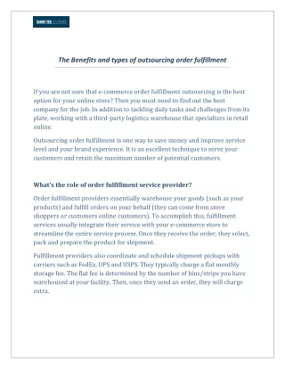 the benefits and types of outsourcing order