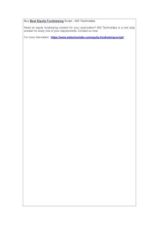 buy best equity fundraising script ais technolabs