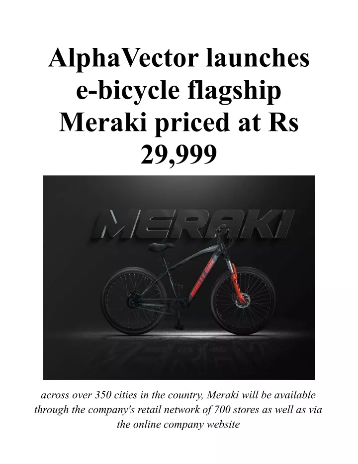 alphavector launches e bicycle flagship meraki