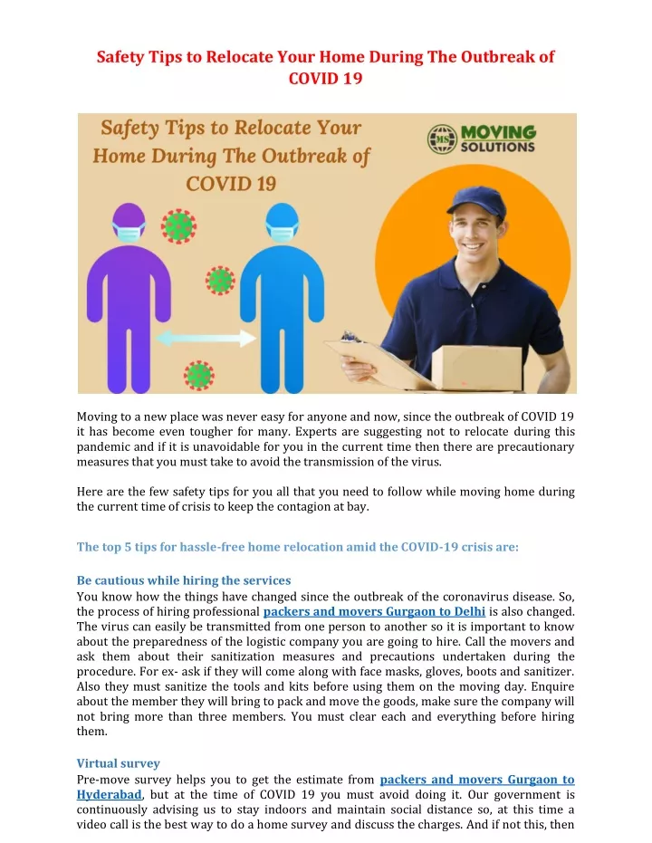 safety tips to relocate your home during