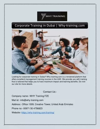 Corporate Training in Dubai | Why-training.com
