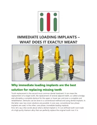 Why immediate loading implants are the best solution for replacing missing teeth