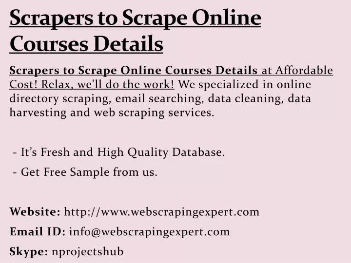 scrapers to scrape online courses details