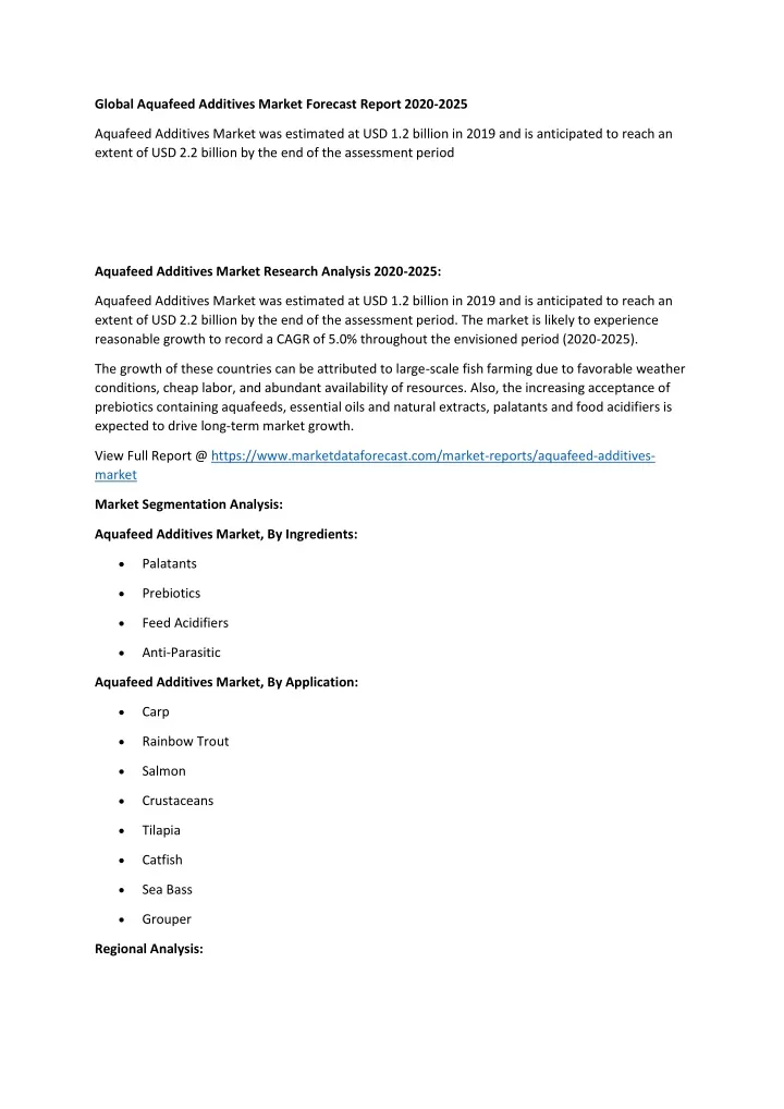 global aquafeed additives market forecast report