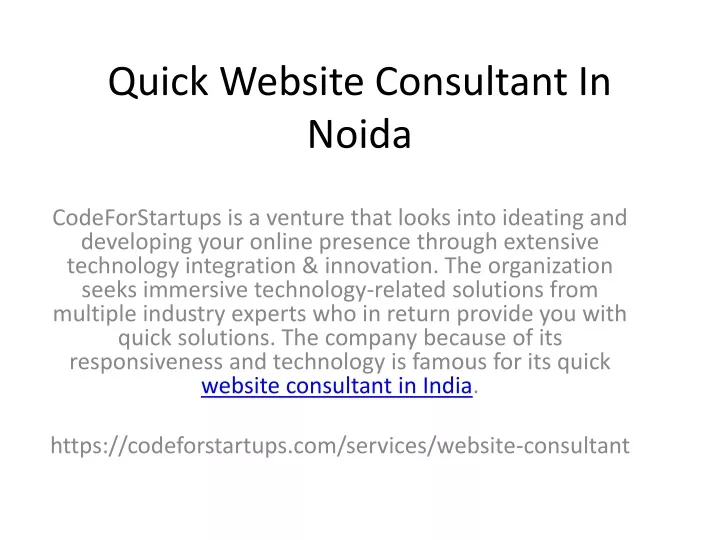 quick website consultant in noida