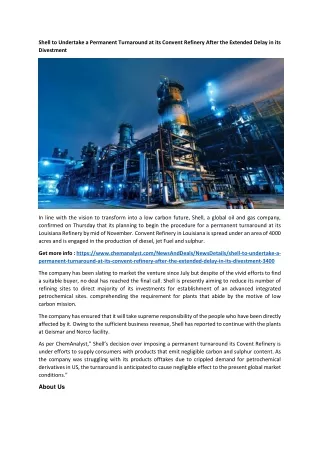 shell to undertake a permanent turnaround