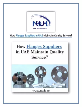 How Flanges Suppliers In Uae Maintain Quality Service?
